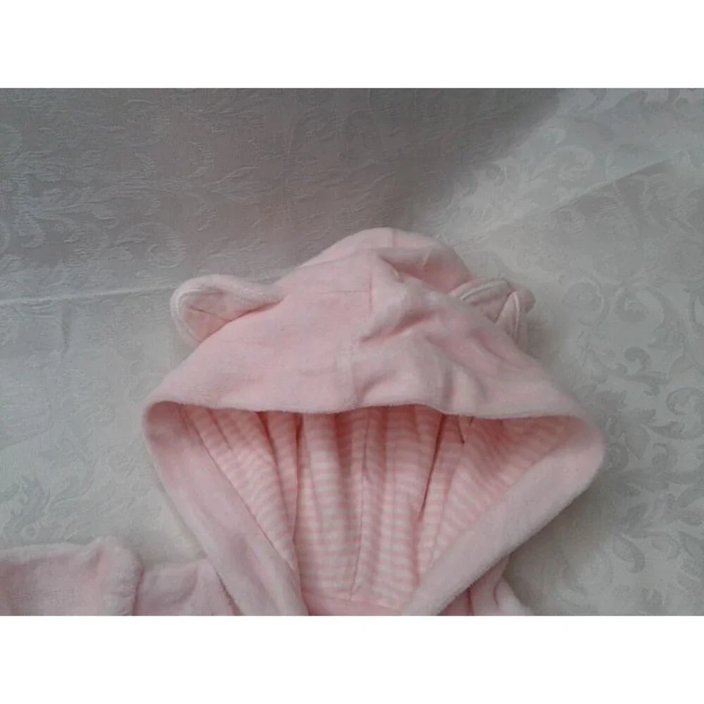 Carter's Baby Girl 3M Hooded Jumpsuit Pale Pink Snaps Cuffed Sleeves & Legs